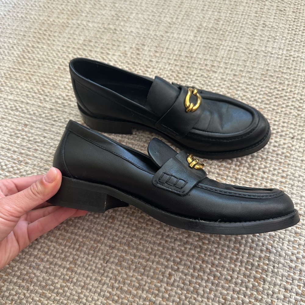 Massimo Dutti Black Loafers with Gold Detail - Picture 2 of 3